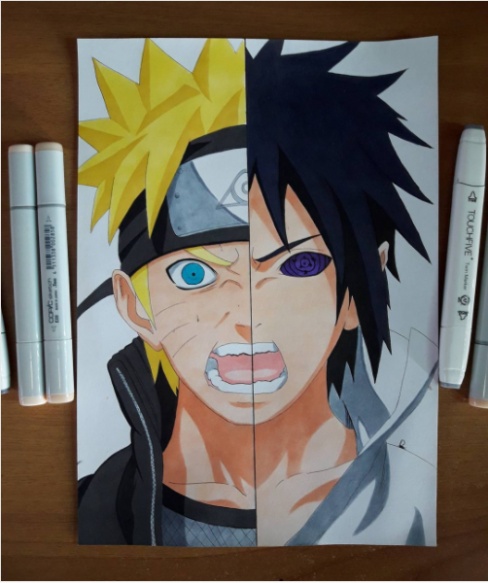 Speed Drawing Sasuke Vs Naruto